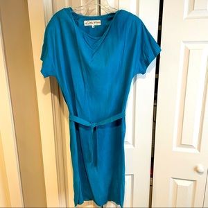 Vintage 80s Lillie Rubin Turquoise Suede Shift Dress